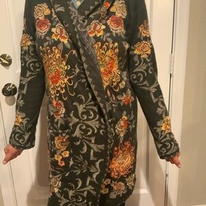 Johnny Was Black Floral Embroidered Jacket
